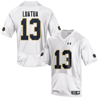 Notre Dame Fighting Irish Men's Tyler Luatua #13 White Under Armour Authentic Stitched College NCAA Football Jersey HRM6299IR